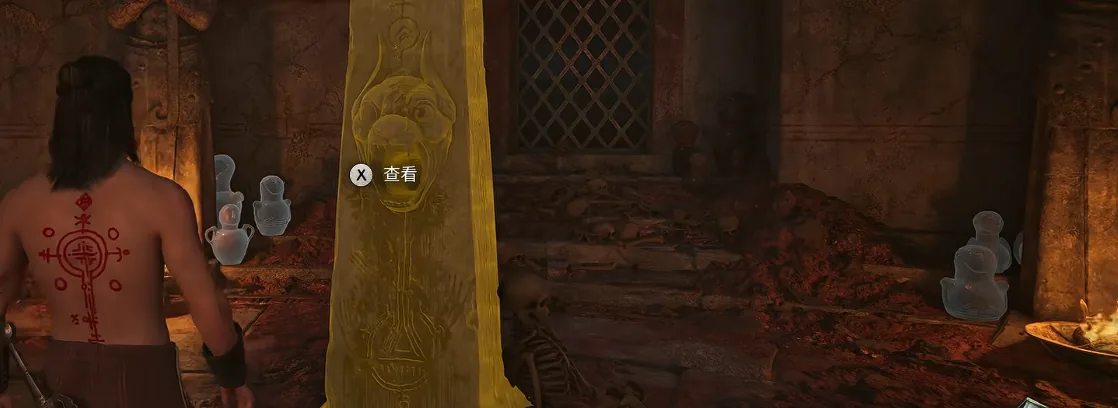 The golden obelisk chamber inside the ancient ruins