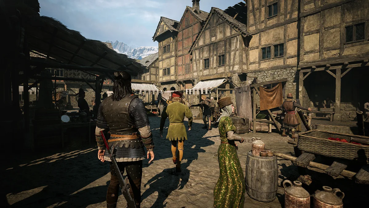 The market streets of Svartrau in The Blood of Dawnwalker