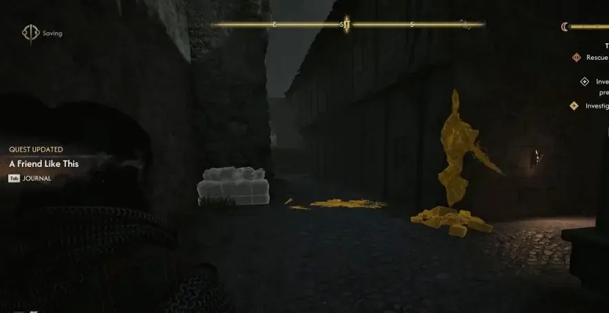 Quest updated screen for A Friend Like This in a Svartrau street at night