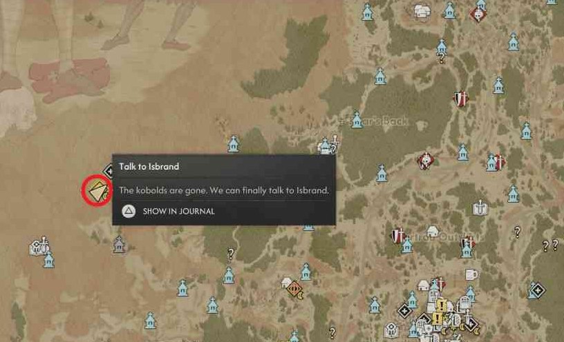 Map journal entry pointing to Isbrand
